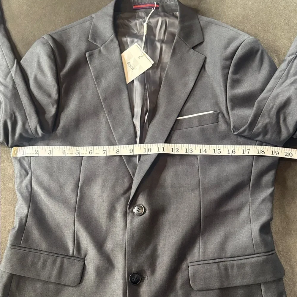 Men’s Dark Gray 3 Piece Wedding Formal Suit Notched Lapel 34 Jacket 31 Pants NEW